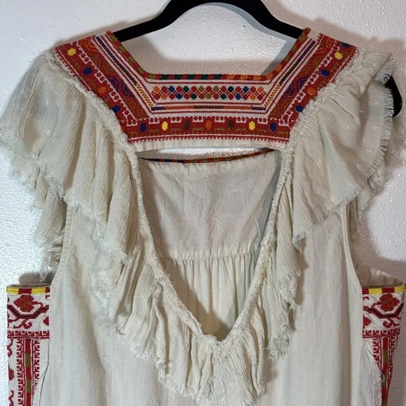 Free People (Large) beautifully embroidered (cross stitch) mini dress - Picture 9 of 11